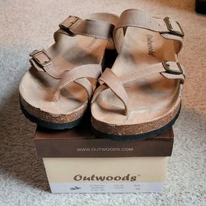 Scrappy Buckle Sandals, size 10